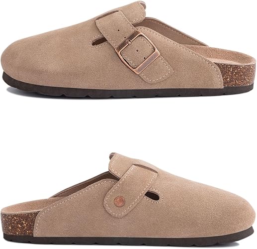 Women's Closed Round Toe Suede Cork Clogs