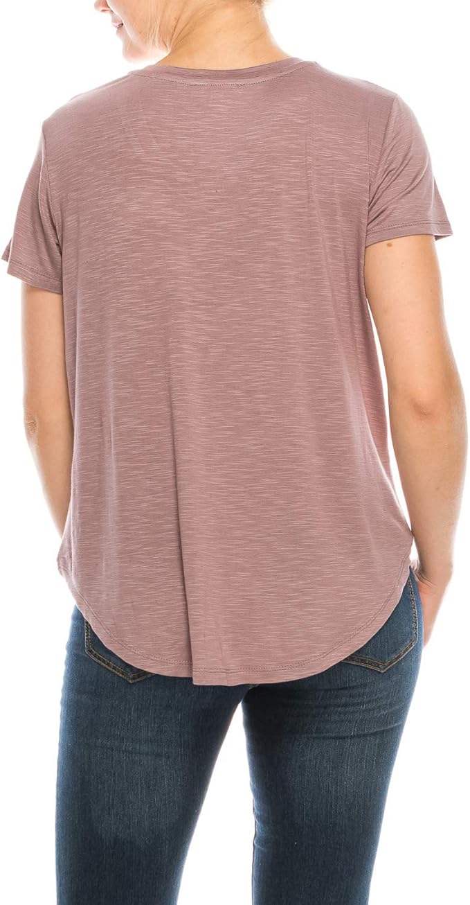 4-Piece Set V-Neck Cotton Curve Hem T-Shirt