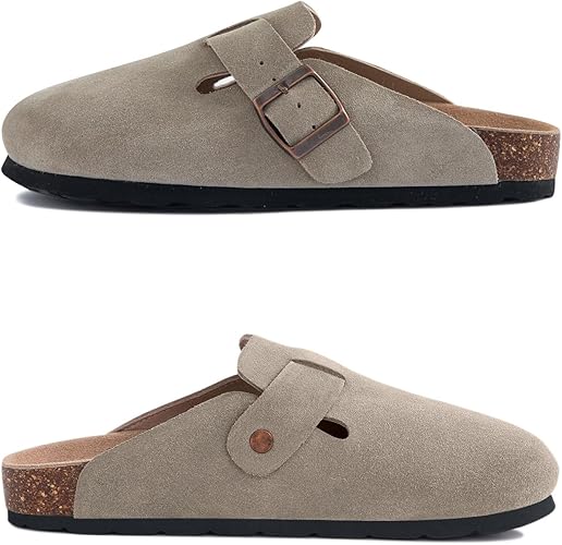 Women's Closed Round Toe Suede Cork Clogs