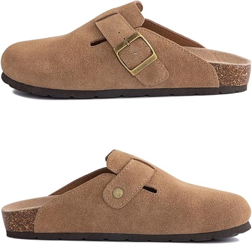 Women's Closed Round Toe Suede Cork Clogs
