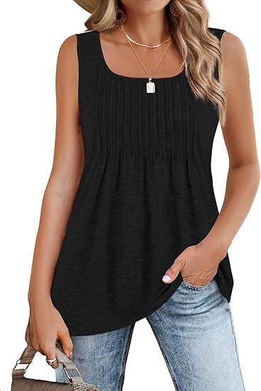 Women's Pleated Square Neck Sleeveless Camisole