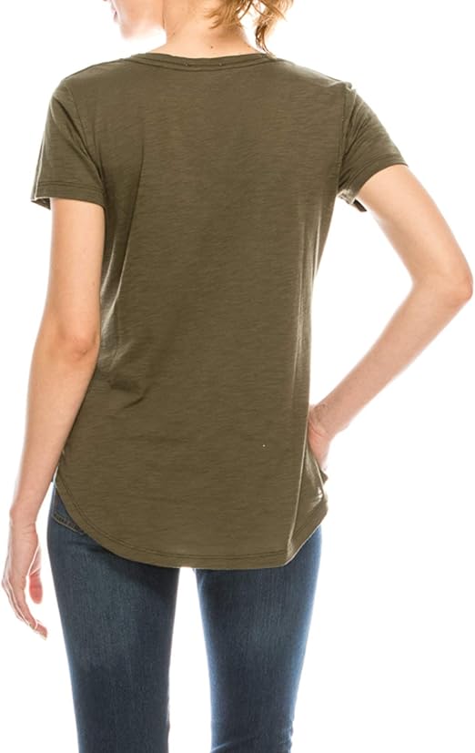 4-Piece Set V-Neck Cotton Curve Hem T-Shirt