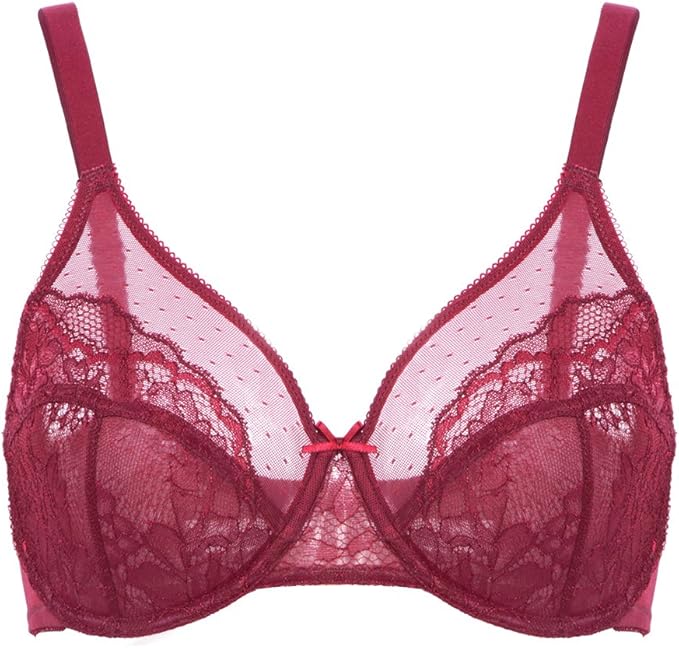 💥Factory Direct Sale💥Plus - Size Women's Unlined Lace Mesh Underwire Breathable Shaping Full - Cup Bra
