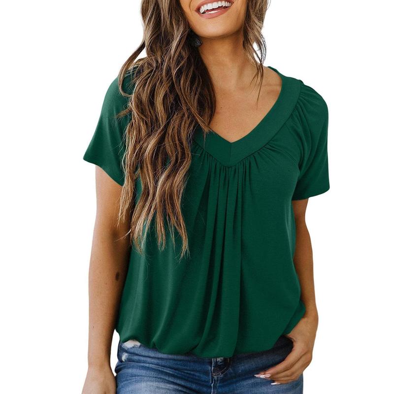 Women's Casual V-Neck Ruffled Short Sleeves