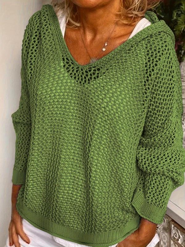 🚨 $6.99– Today Only!🔥Women's Hollow Sheer Hooded Sweater