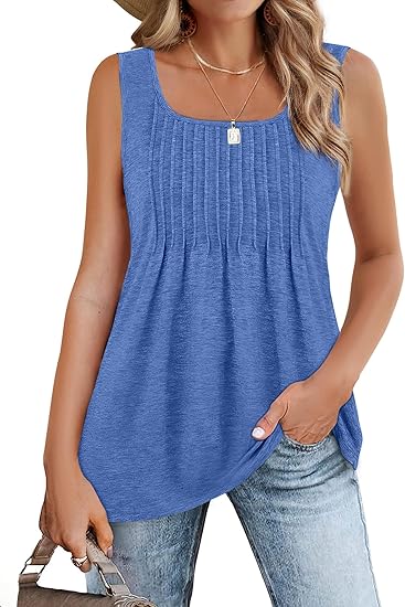 Women's Pleated Square Neck Sleeveless Camisole