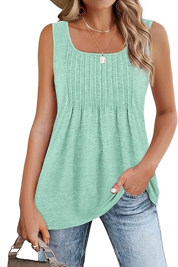 Women's Pleated Square Neck Sleeveless Camisole