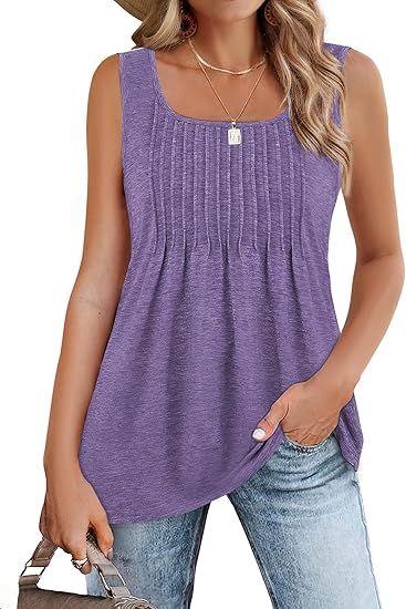 Women's Pleated Square Neck Sleeveless Camisole