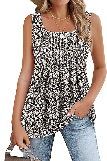 Women's Pleated Square Neck Sleeveless Camisole