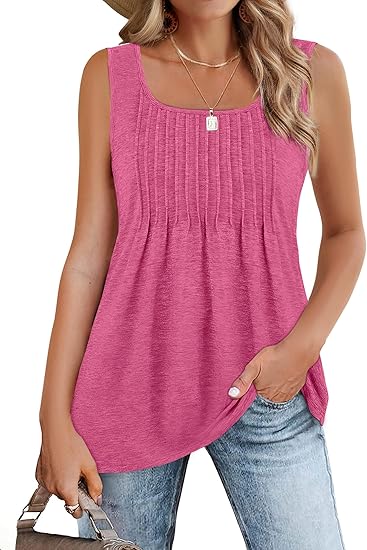 Women's Pleated Square Neck Sleeveless Camisole