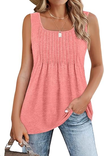 Women's Pleated Square Neck Sleeveless Camisole