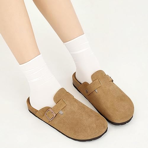 Women's Closed Round Toe Suede Cork Clogs