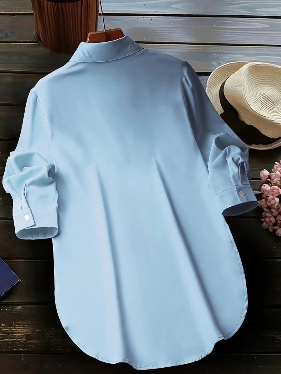 💥Factory Direct Sale💥Women's Plain Button Front Split Side Shirt
