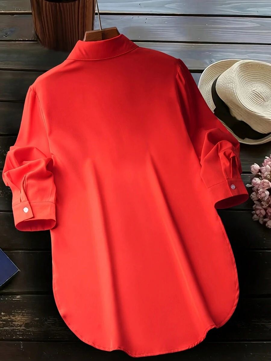 💥Factory Direct Sale💥Women's Plain Button Front Split Side Shirt