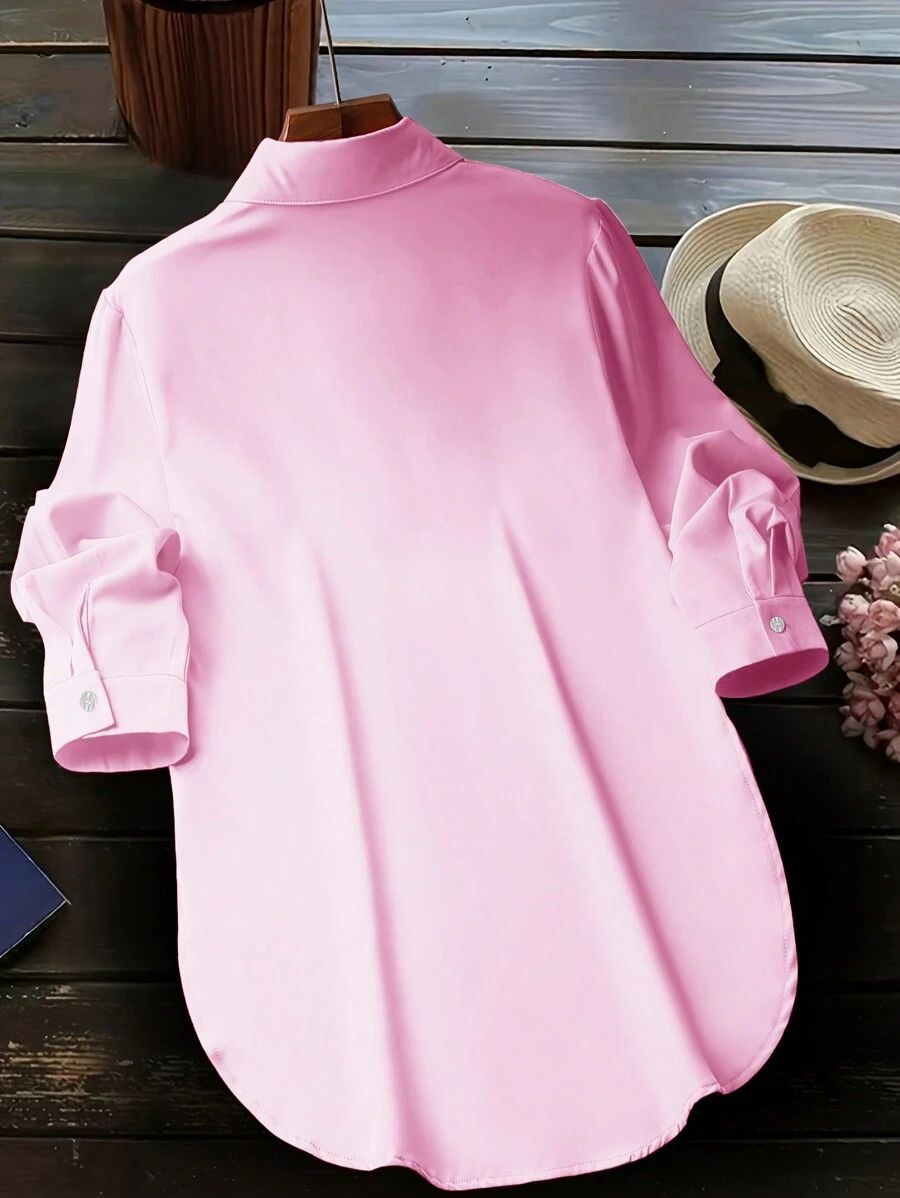 💥Factory Direct Sale💥Women's Plain Button Front Split Side Shirt
