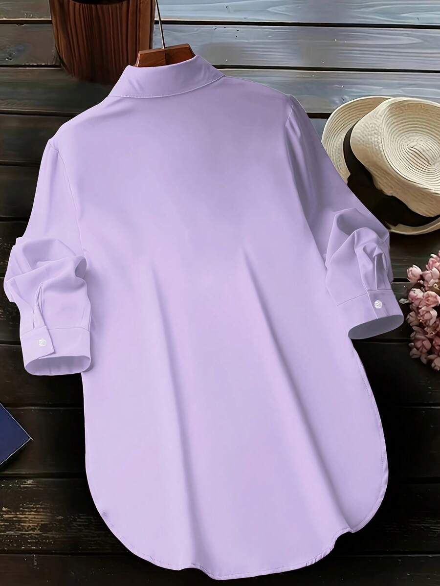 💥Factory Direct Sale💥Women's Plain Button Front Split Side Shirt