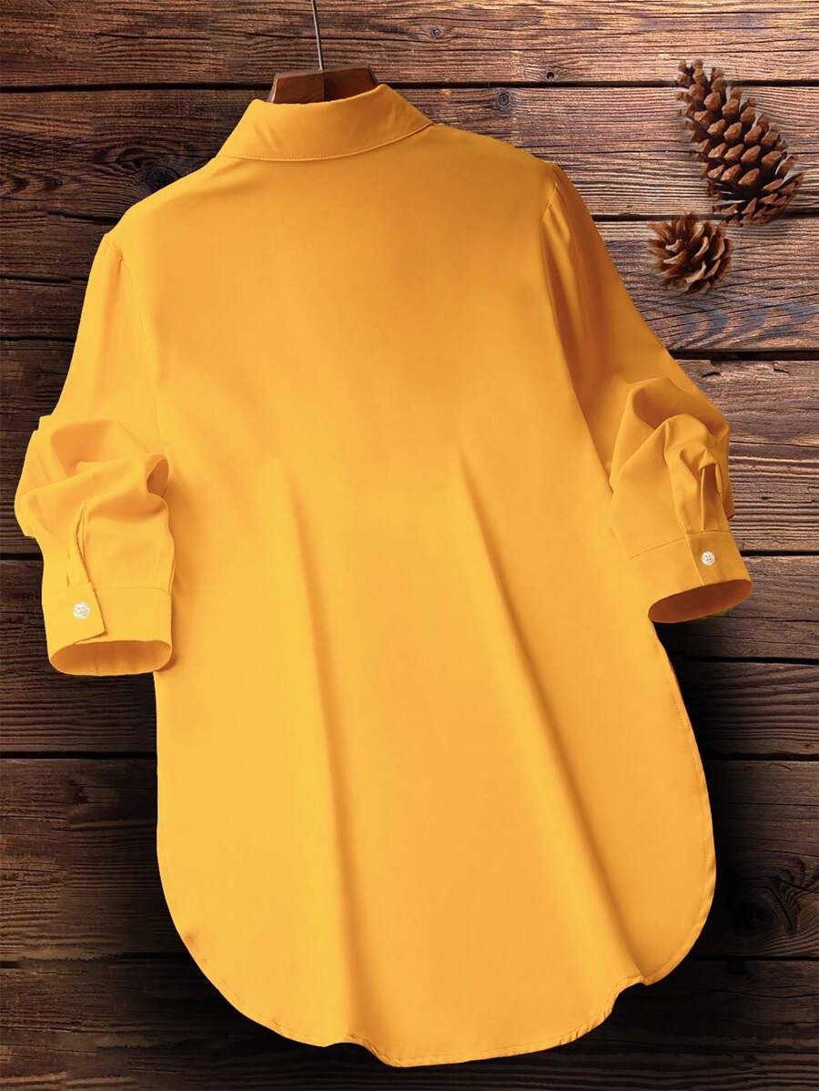 💥Factory Direct Sale💥Women's Plain Button Front Split Side Shirt