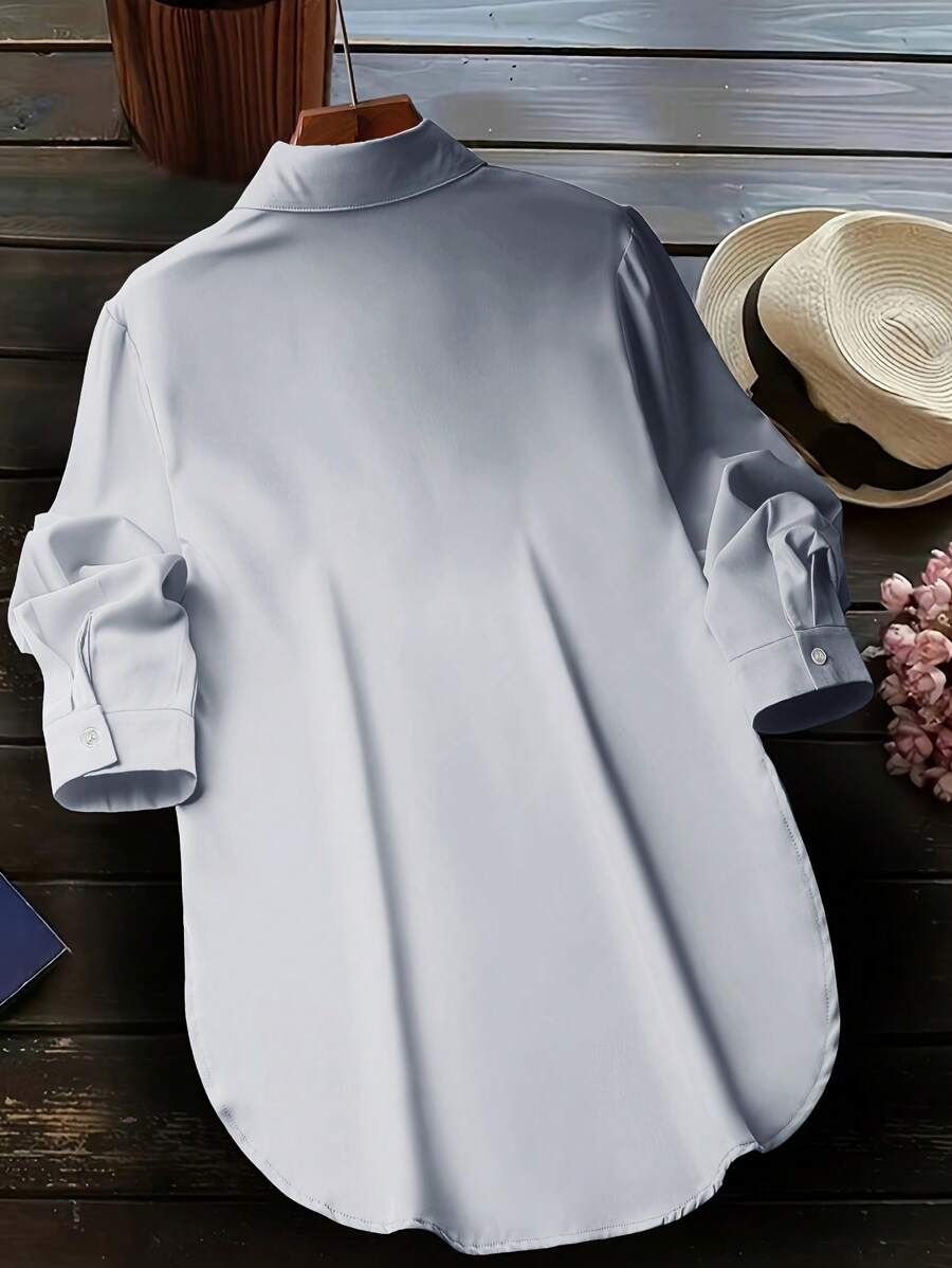 💥Factory Direct Sale💥Women's Plain Button Front Split Side Shirt