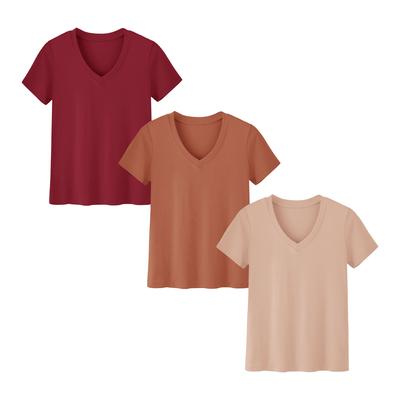 SHOWITTY Womens 3 Pack T-Shirts Basic Short Sleeve V Neck Tops 
