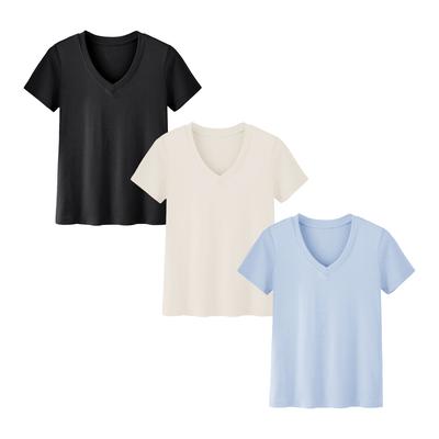 SHOWITTY Womens 3 Pack T-Shirts Basic Short Sleeve V Neck Tops 