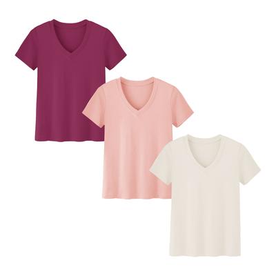 SHOWITTY Womens 3 Pack T-Shirts Basic Short Sleeve V Neck Tops 