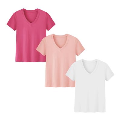 SHOWITTY Womens 3 Pack T-Shirts Basic Short Sleeve V Neck Tops 