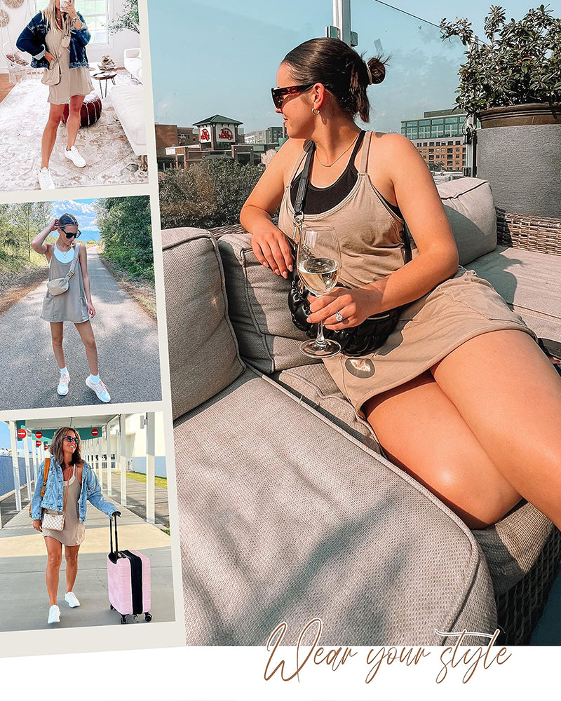 Women's  Athletic Sleeveless Mini Dress with Built-in Shorts 