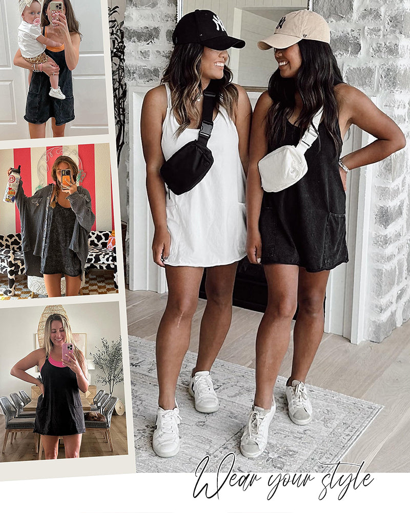 Women's  Athletic Sleeveless Mini Dress with Built-in Shorts 