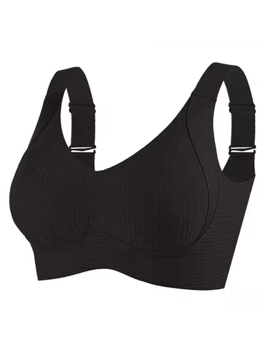 Women's Solid Four-breasted Adjustable Wireless Bra