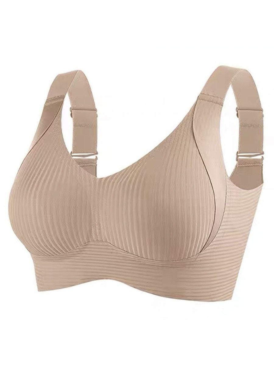 Women's Solid Four-breasted Adjustable Wireless Bra