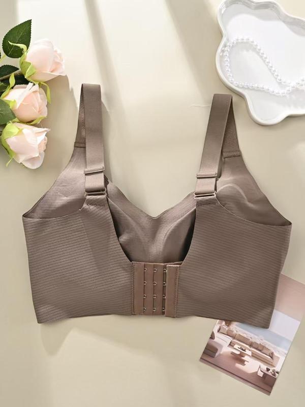 Women's Solid Four-breasted Adjustable Wireless Bra