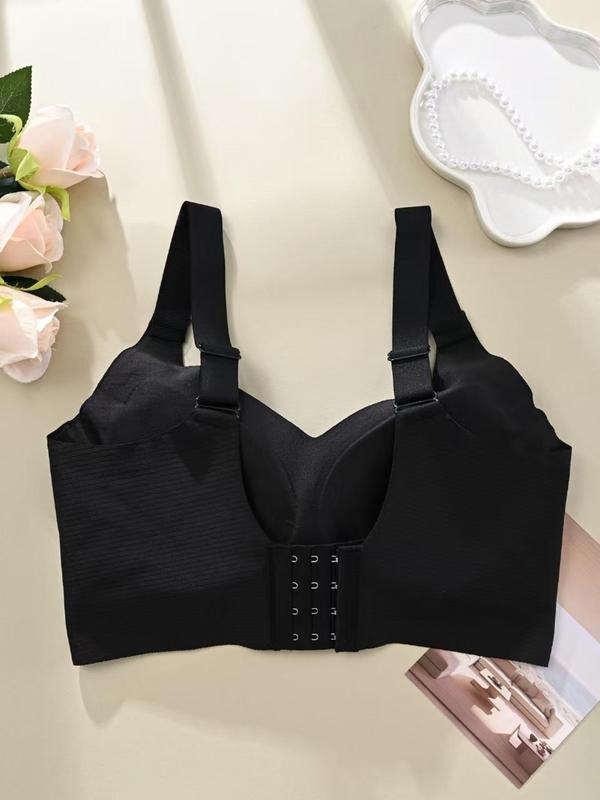 Women's Solid Four-breasted Adjustable Wireless Bra