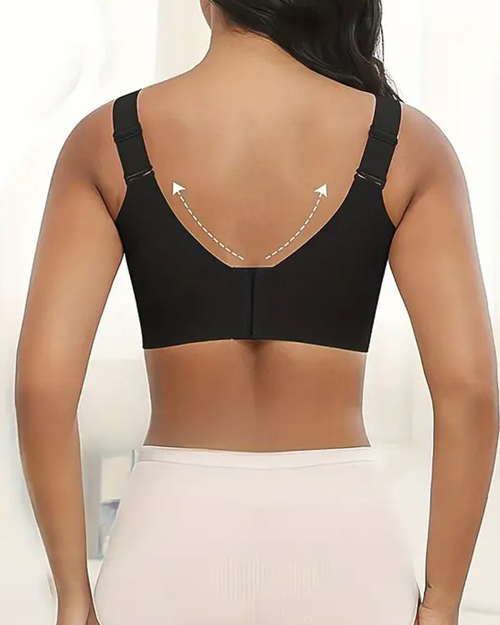 Women's Solid Four-breasted Adjustable Wireless Bra