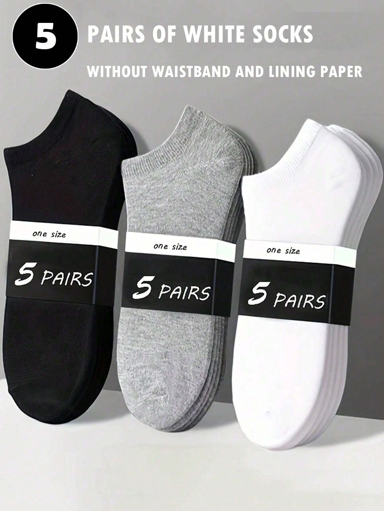 💥Factory Direct Sale💥5 Pairs Pack White Women's Low Cut Boat Socks