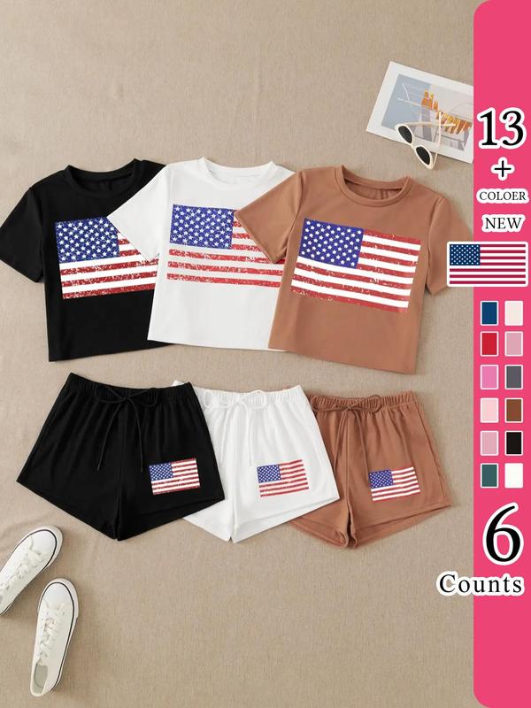 💥Factory Direct Sale💥Women's Casual T - shirt and Shorts Set in 3 Colors (6 PCS) 👚🩳
