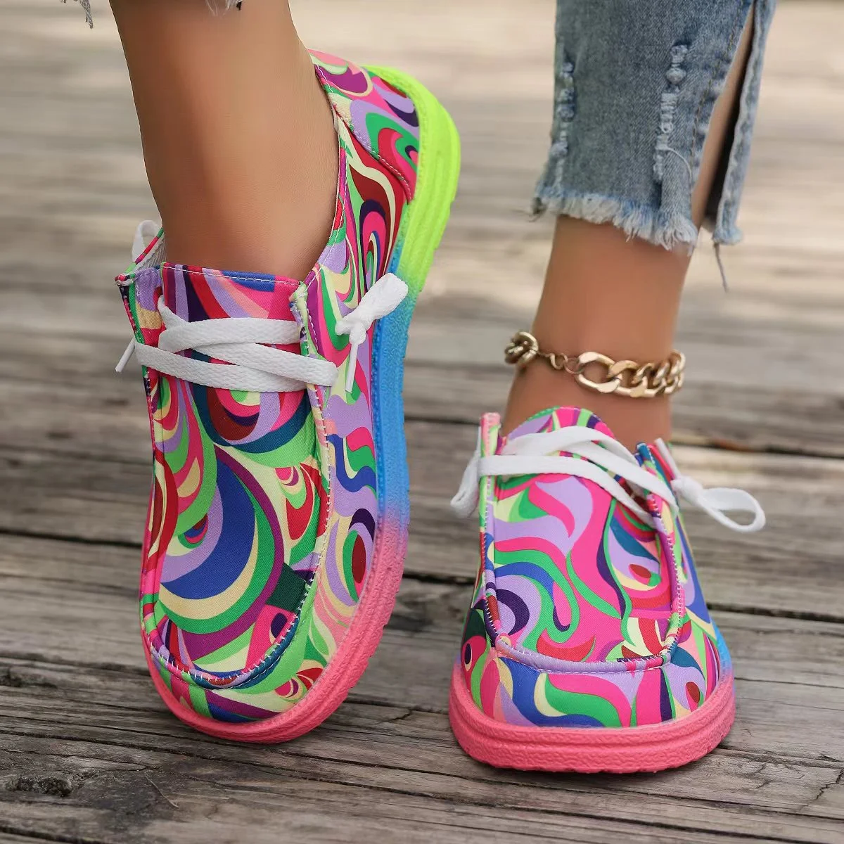 🚨Mother's Day Special🔥Women's Casual Comfy Lightweight Abstract Color Canvas Shoes