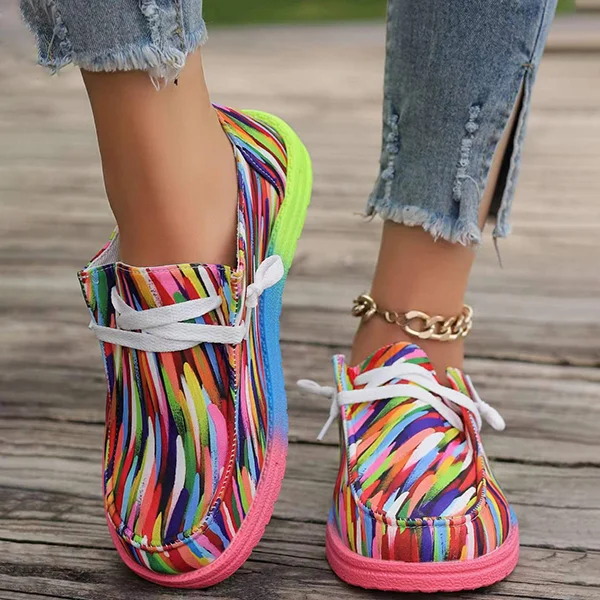 ⏰Only Today — $6.99!💥Women's Casual Comfy Lightweight Abstract Color Canvas Shoes