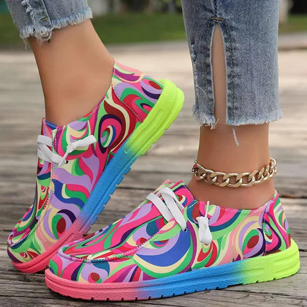 ⏰Only Today — $6.99!💥Women's Casual Comfy Lightweight Abstract Color Canvas Shoes