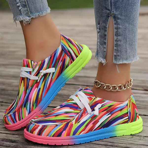 ⏰Only Today — $6.99!💥Women's Casual Comfy Lightweight Abstract Color Canvas Shoes