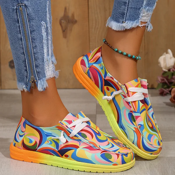 ⏰Only Today — $6.99!💥Women's Casual Comfy Lightweight Abstract Color Canvas Shoes