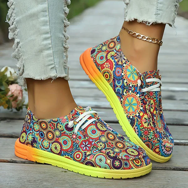 ⏰Only Today — $6.99!💥Women's Casual Comfy Lightweight Abstract Color Canvas Shoes
