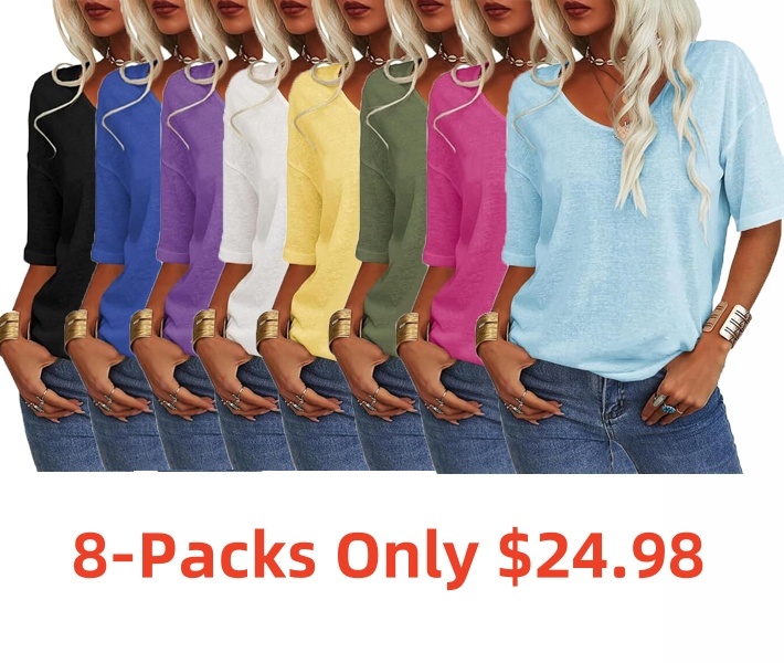 ⏰Only Today — $9.99!💥-Women's Solid Color V-Neck T-shirt