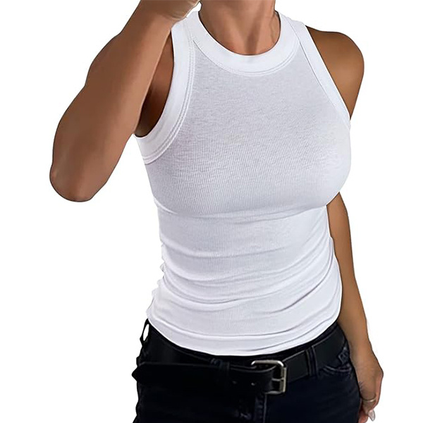 ⏰Today's Specials Only $9.99✨Women's Sleeveless Racerback High Neck Casual Basic Cotton Ribbed Fitted Tank Top