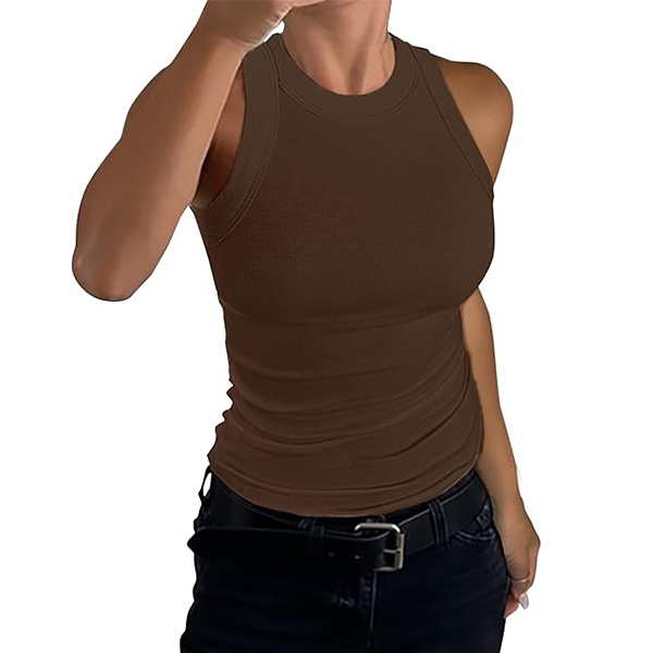 ⏰Today's Specials Only $9.99✨Women's Sleeveless Racerback High Neck Casual Basic Cotton Ribbed Fitted Tank Top