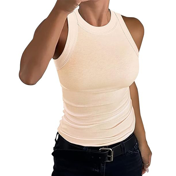 ⏰Today's Specials Only $9.99✨Women's Sleeveless Racerback High Neck Casual Basic Cotton Ribbed Fitted Tank Top