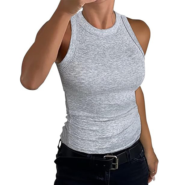⏰Today's Specials Only $9.99✨Women's Sleeveless Racerback High Neck Casual Basic Cotton Ribbed Fitted Tank Top
