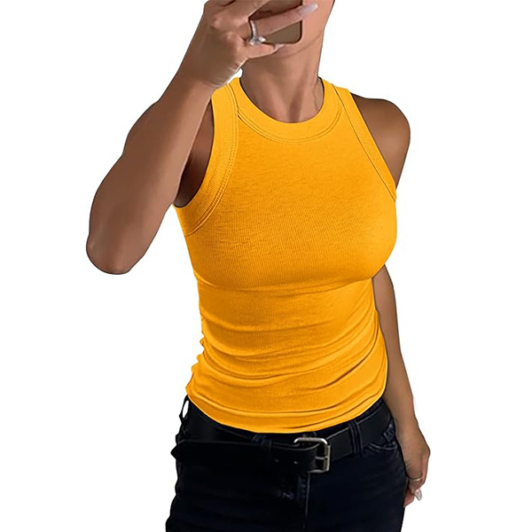 ⏰Today's Specials Only $9.99✨Women's Sleeveless Racerback High Neck Casual Basic Cotton Ribbed Fitted Tank Top
