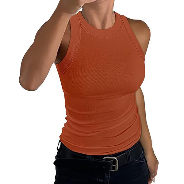 ⏰Today's Specials Only $9.99✨Women's Sleeveless Racerback High Neck Casual Basic Cotton Ribbed Fitted Tank Top