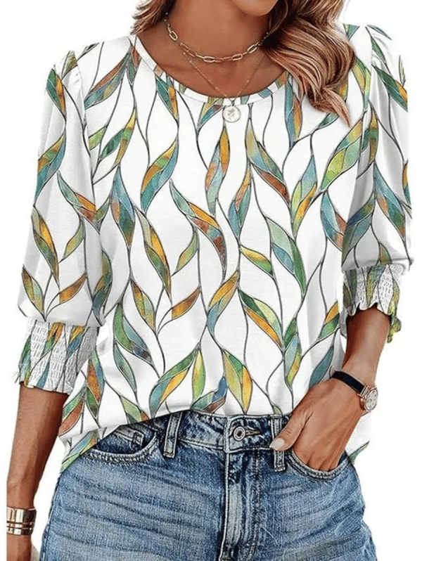 ⏰Today's Specials Only $9.99✨Women Dressy Casual 3/4 Length Sleeve Blouses with Smocked Cuffs 