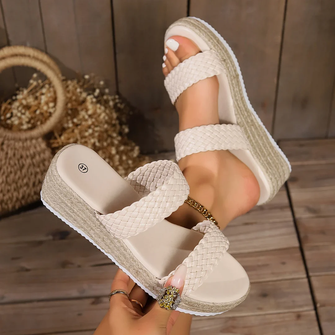 🔥Clearance Sale – Today Only!🔥Women's Braided Buckle Wedge Sandals